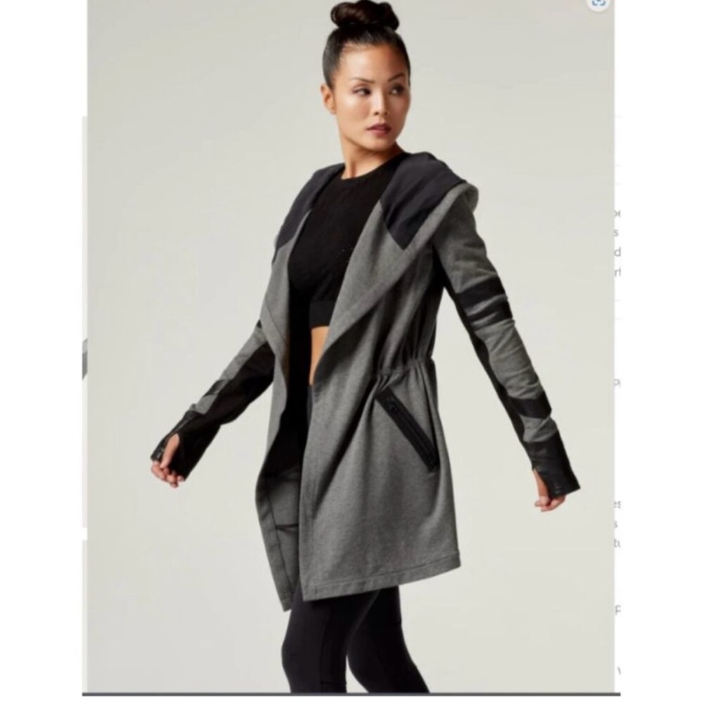 Blanc Noir Gray and Black Women's Hooded Jacket